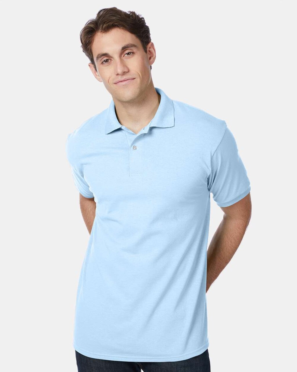 Hanes Men's EcoSmart Jersey Polo Shirt Cotton Polyester Blend Classic Fit Casual Workwear